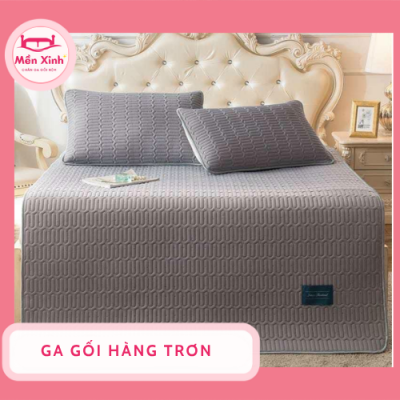 Bộ ga gối trơn 1 màu xám