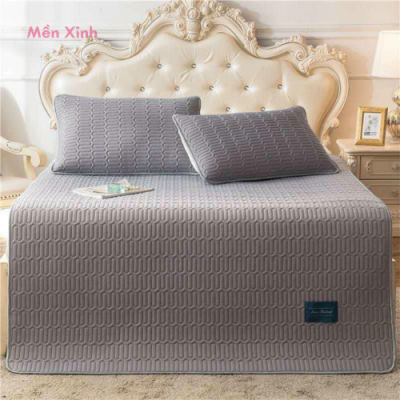 Bộ ga gối trơn 1 màu xám