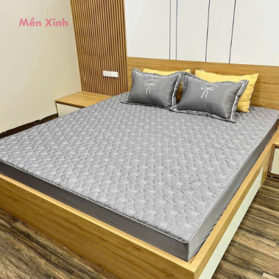 Bộ ga gối trơn 1 màu xám