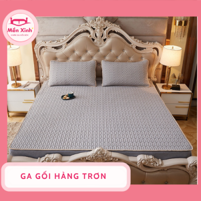 Bộ ga gối trơn 1 màu xám